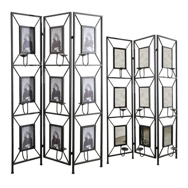 71 Inch Folding Screen Room Divider, Photo Frame Panels, Modern, Black