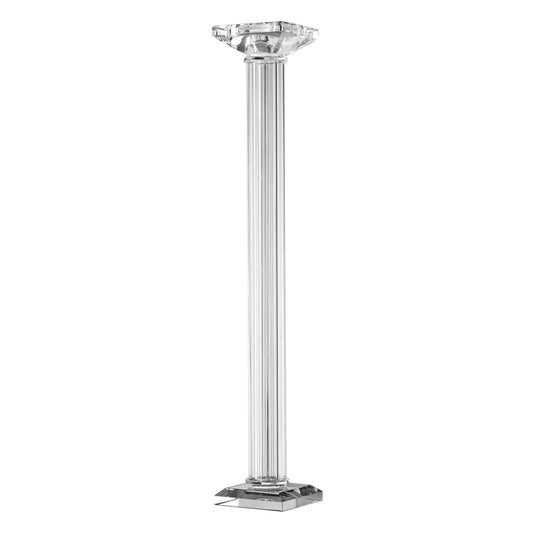 22 Inch Candlestick Holder Clean Lined Square Base Glass Modern Clear