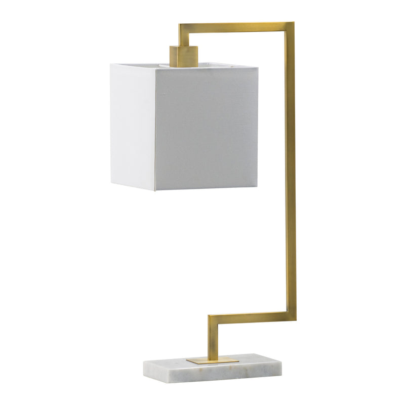 25 Inch Modern Geometric Table Lamp Square Shade White Marble Base Gold-zoom-