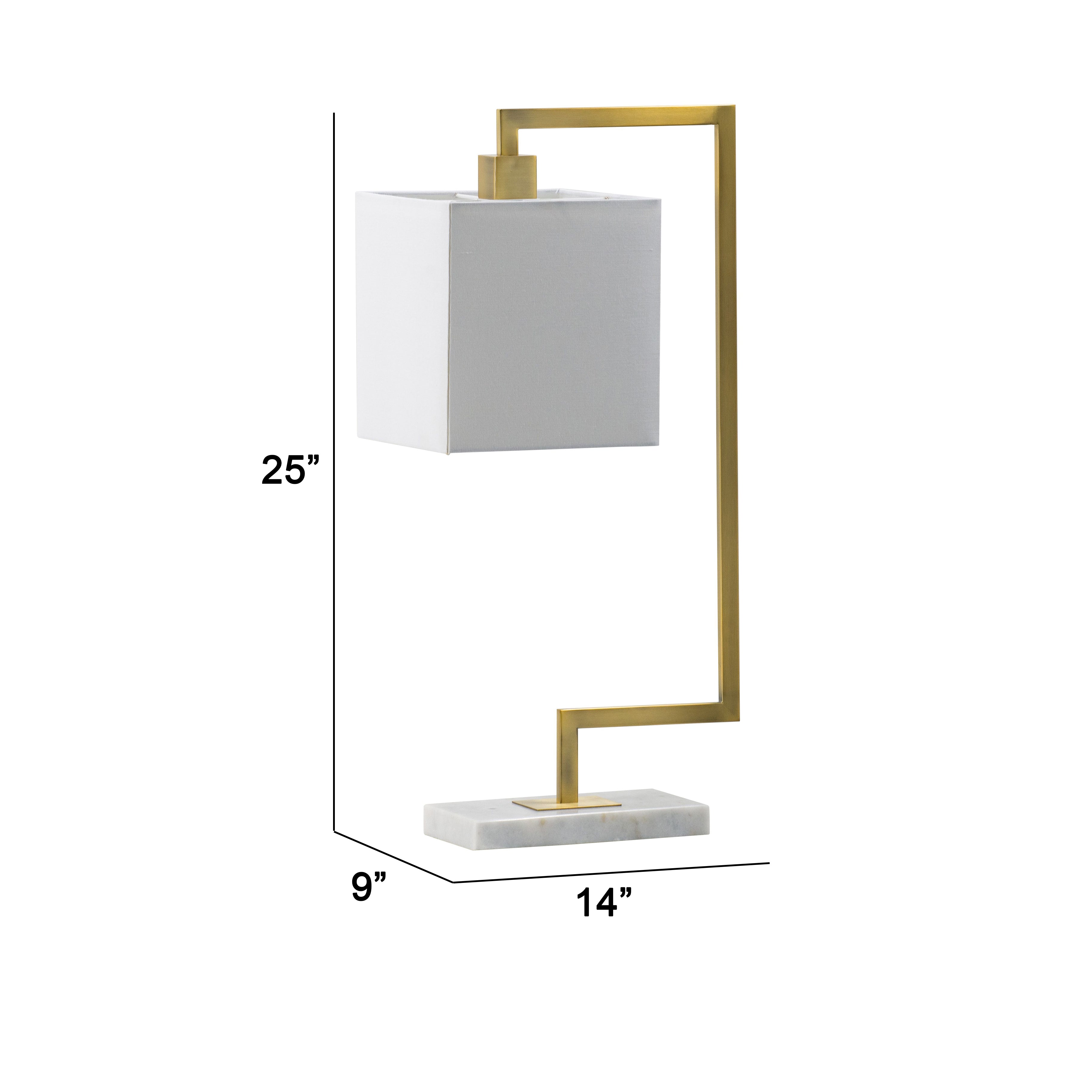 25 Inch Modern Geometric Table Lamp Square Shade White Marble Base Gold-zoom-5