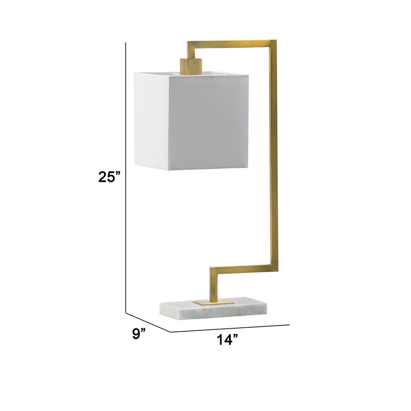25 Inch Modern Geometric Table Lamp Square Shade White Marble Base Gold-zoom-
