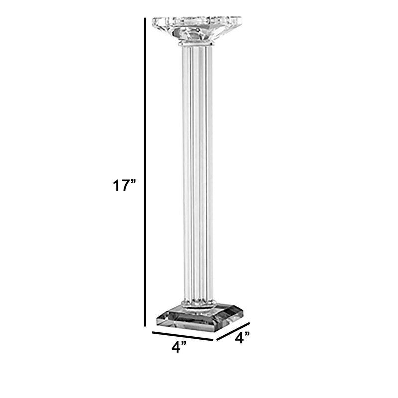 17 Inch Tall Pillar Candle Holder Glass Classic Clean Lined Finish Clear-zoom-
