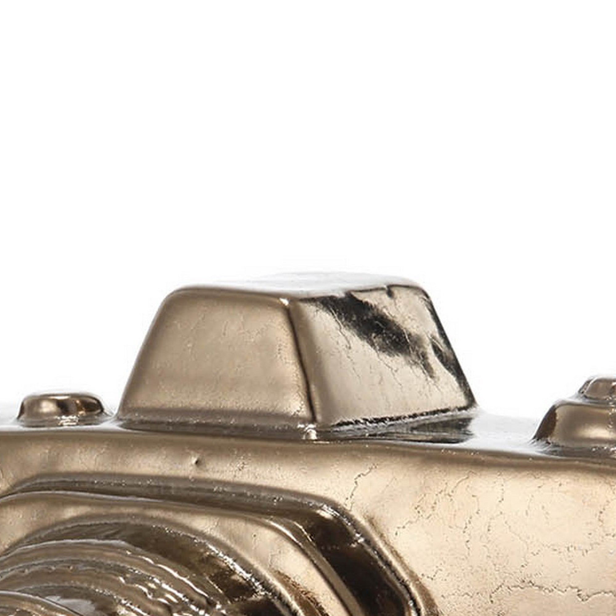 6 Inch Decorative Camera Table Top Accent Distressed Gold Finish Ceramic-zoom-3