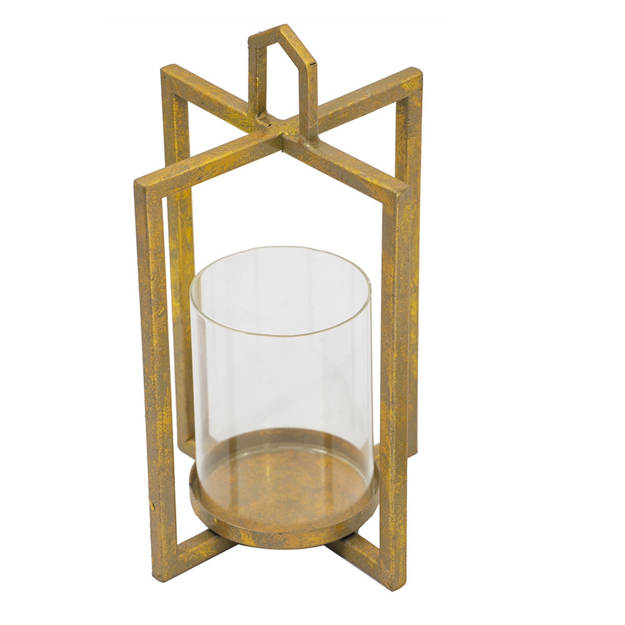 19 15 11 Inch Lanterns Set Of 3 Tea Light Glass Holders Modern Gold-zoom-2
