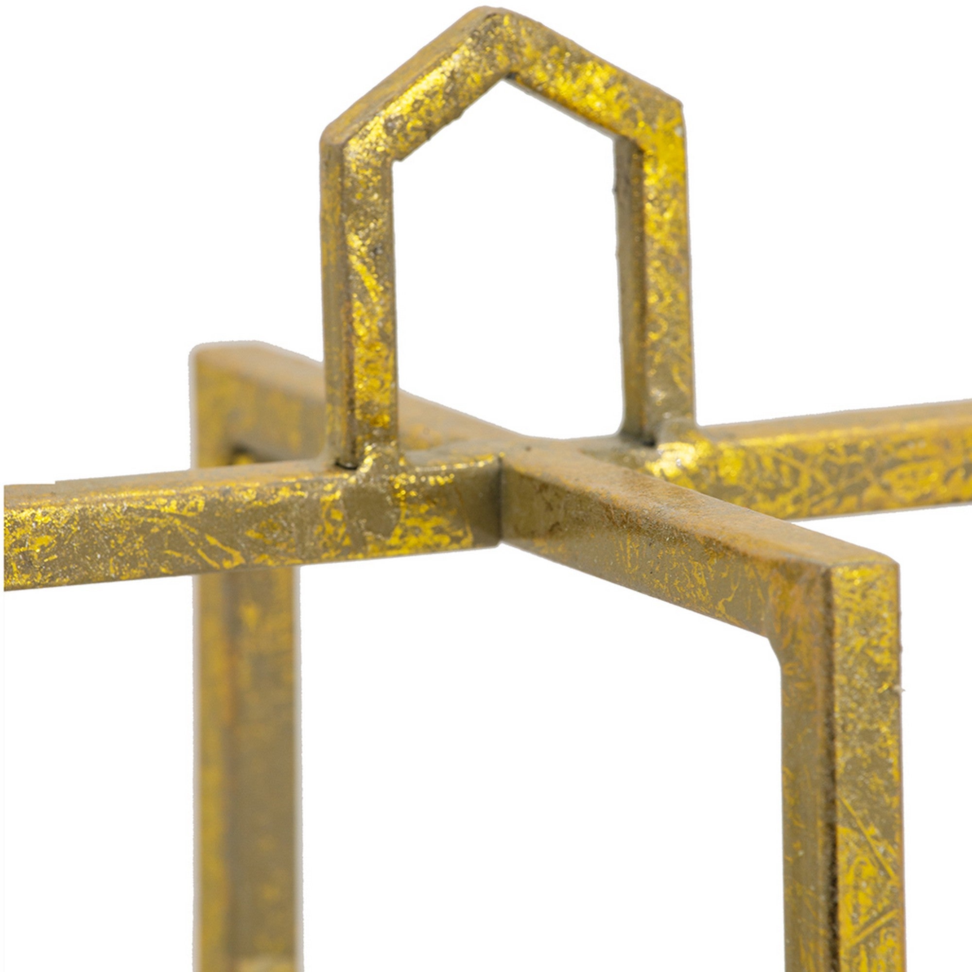 19 15 11 Inch Lanterns Set Of 3 Tea Light Glass Holders Modern Gold-zoom-3