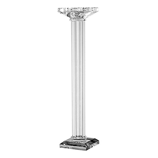 17 Inch Tall Pillar Candle Holder Glass Classic Clean Lined Finish Clear