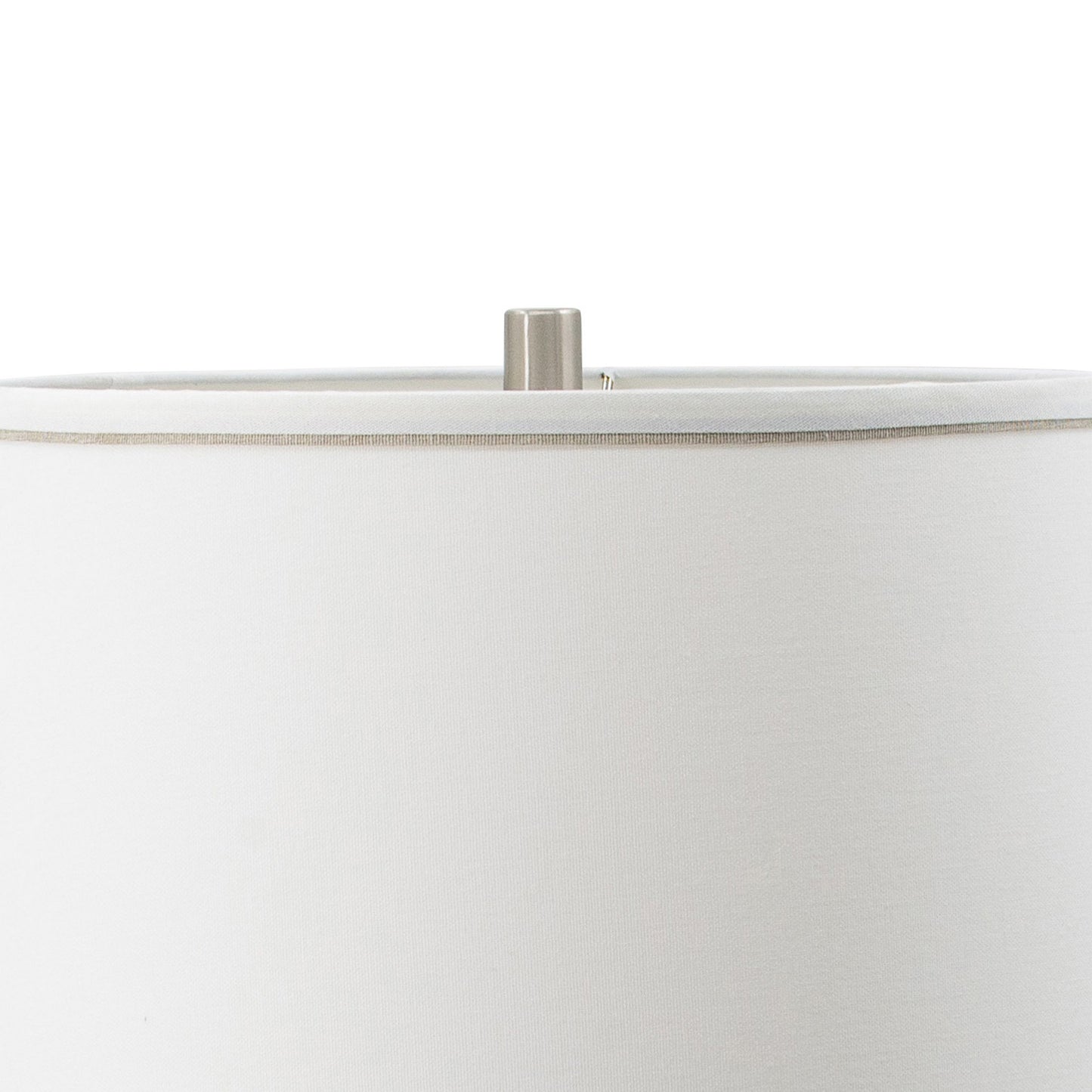 30 Inch Accent Table Lamp Fabric Shade Metal Glass Frame White Gray