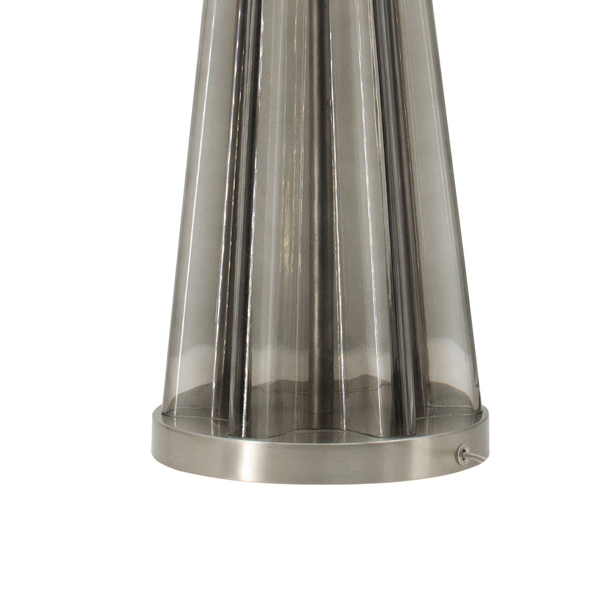 30 Inch Accent Table Lamp Fabric Shade Metal Glass Frame White Gray-zoom-4
