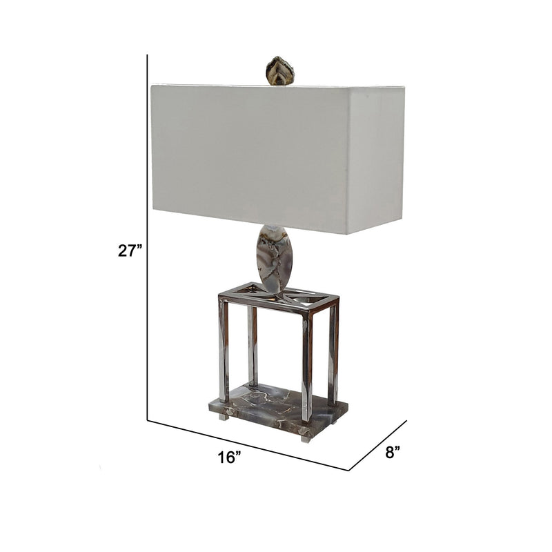 27 Inch Table Lamp Agate Accents Off White Rectangular Shade Chrome-zoom-