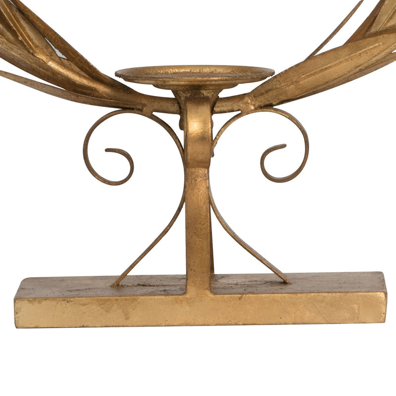 20 Inch Luxury Accent Candle Holder Laurel Wreath Metal Frame Gold Finish-zoom-