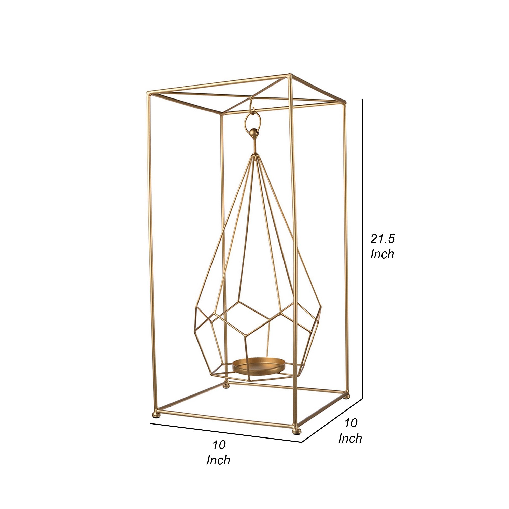 22 Inch Iron Candle Holder Modern Geometric Accent Hanging Design Gold-zoom-5