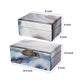 8 6 Inch Modern Jewelry Box Blue Silver Marble Effect Glass and Stone