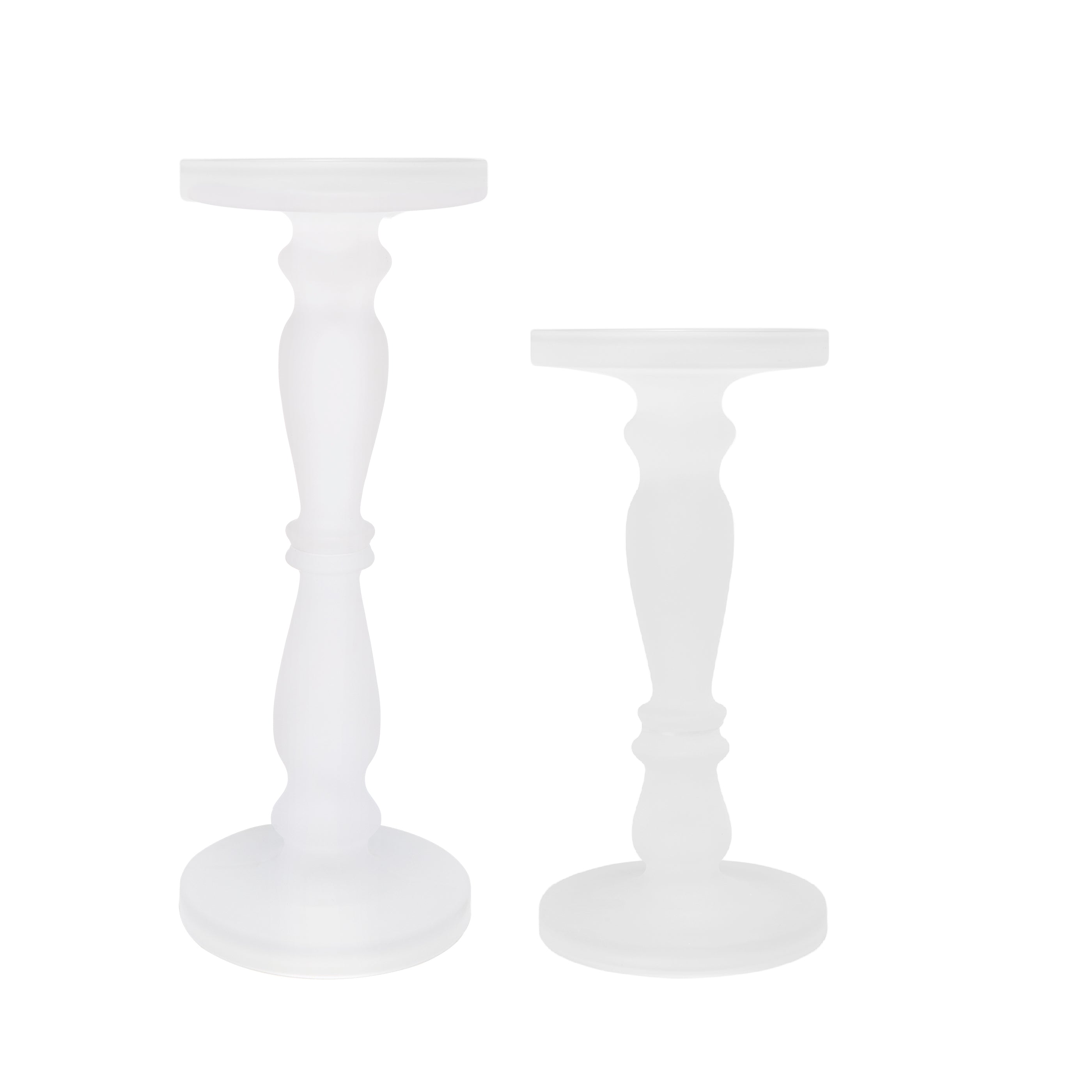 Qui 14 11 Inch Candle Holders White Turned Pedestal Glass Set Of 2
