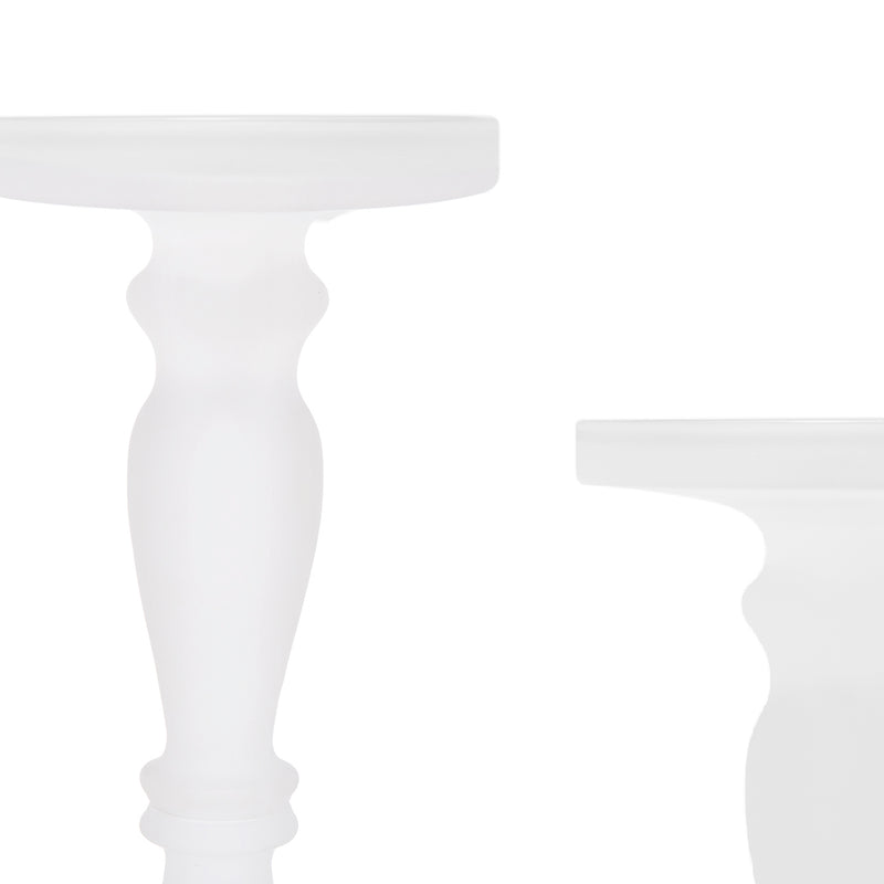 Qui 14 11 Inch Candle Holders White Turned Pedestal Glass Set Of 2-zoom-