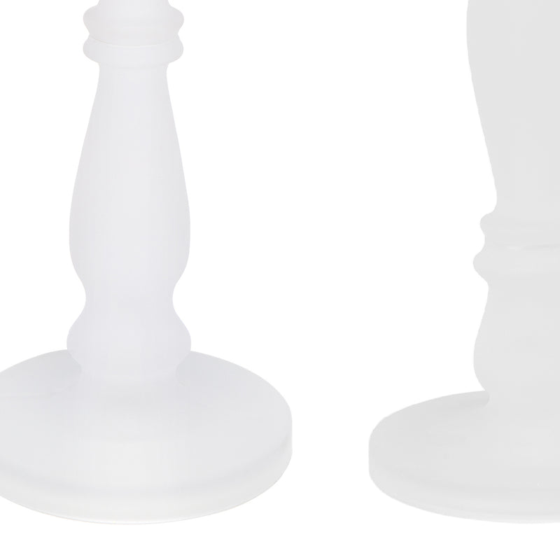 Qui 14 11 Inch Candle Holders White Turned Pedestal Glass Set Of 2-zoom-