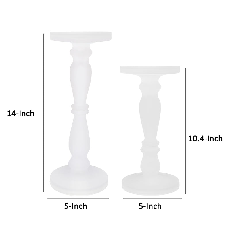 Qui 14 11 Inch Candle Holders White Turned Pedestal Glass Set Of 2-zoom-