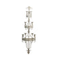 16 Inch Wall Mount Candle Holder Ornately Scrolled White Metal Finish