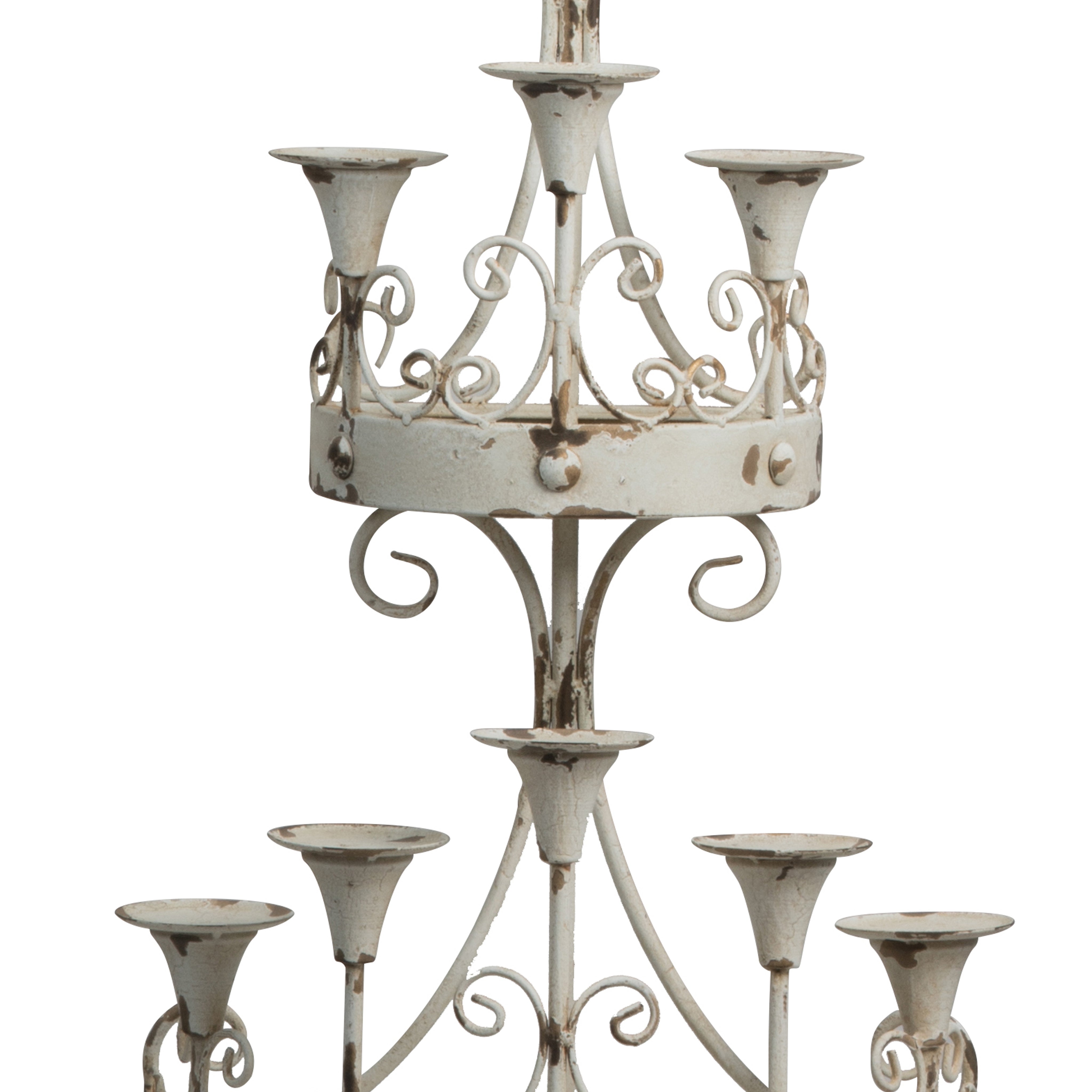 16 Inch Wall Mount Candle Holder Ornately Scrolled White Metal Finish-zoom-2