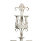 16 Inch Wall Mount Candle Holder Ornately Scrolled White Metal Finish