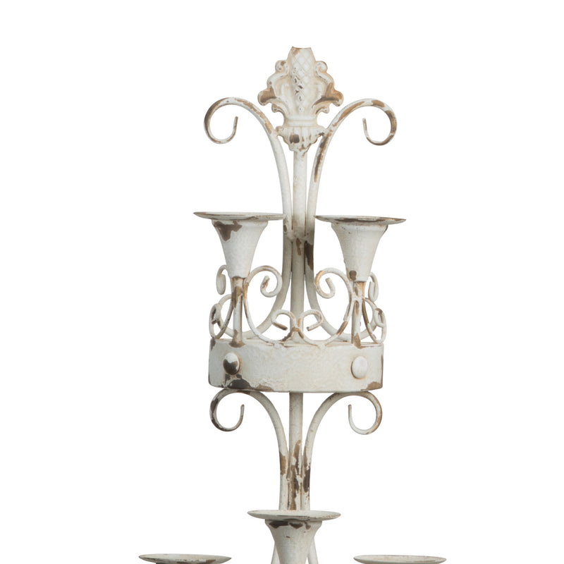 16 Inch Wall Mount Candle Holder Ornately Scrolled White Metal Finish-zoom-