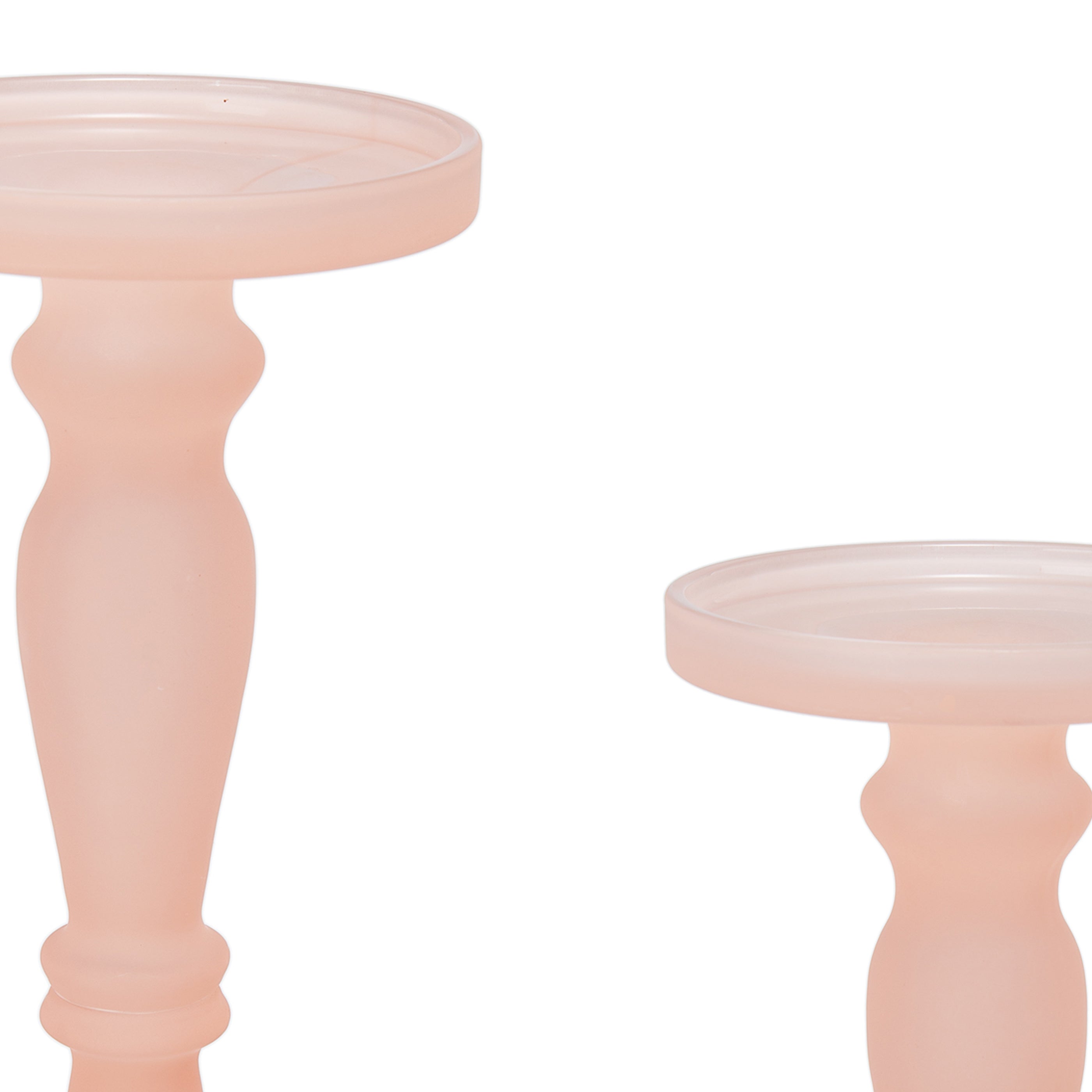 Qui 14 11 Inch Candle Holders Rose Pink Turned Pedestal Glass Set Of 2-zoom-3