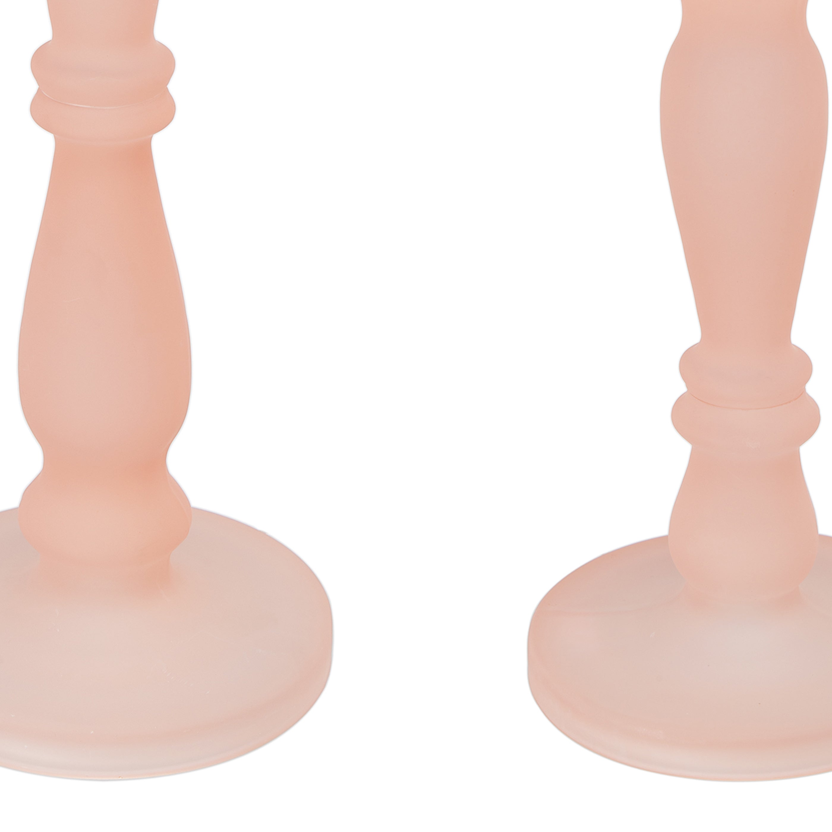 Qui 14 11 Inch Candle Holders Rose Pink Turned Pedestal Glass Set Of 2-zoom-4