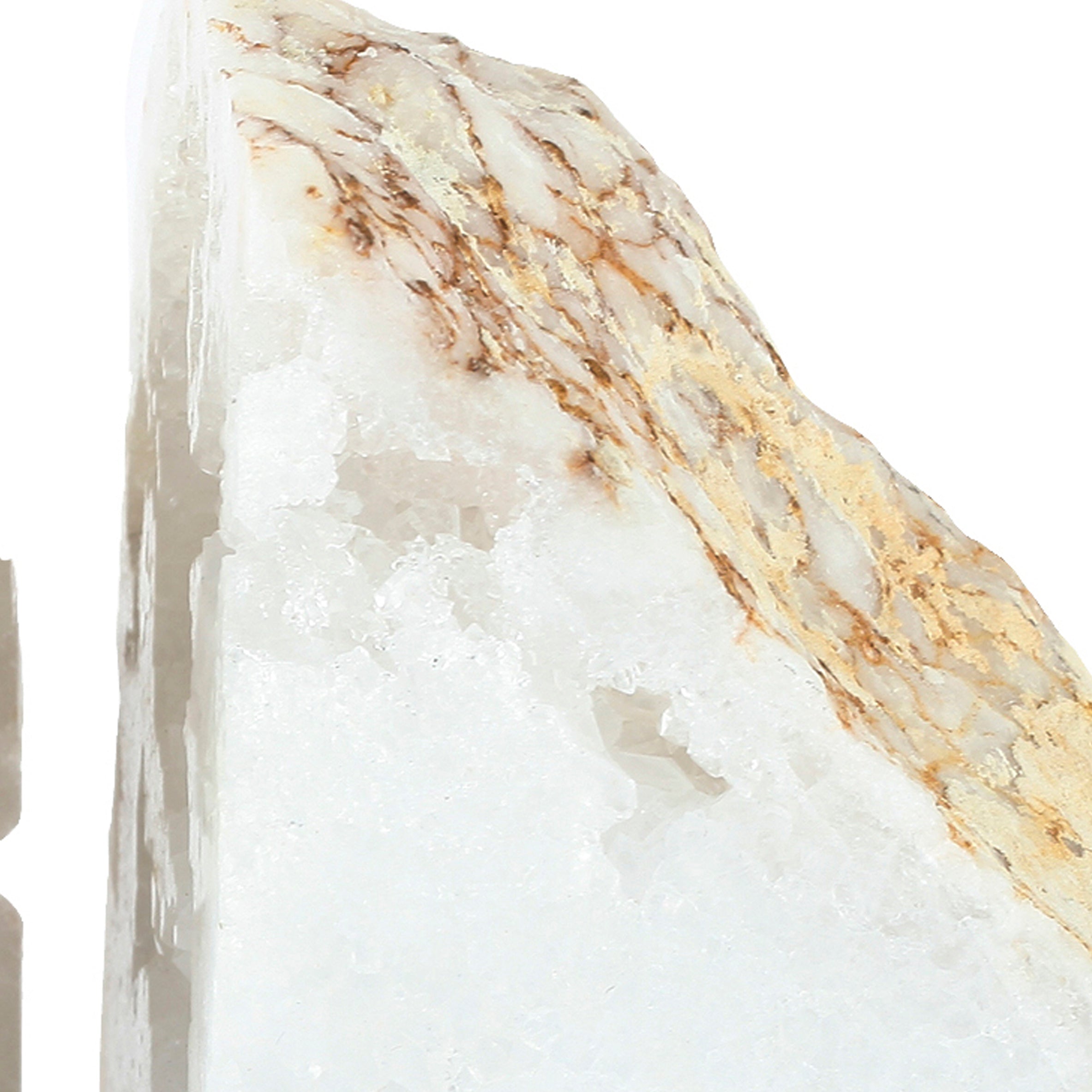 5 Inch Natural White Stone Bookends, Artisanal Textured Geode Rock-zoom-3