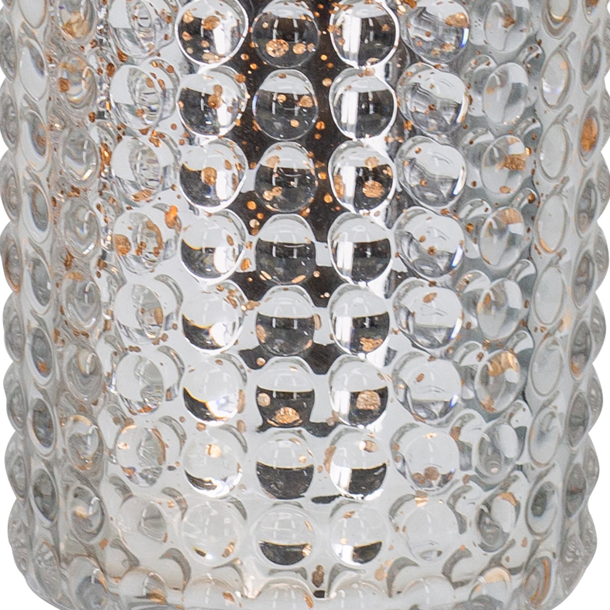 6 Inch Glass Candle Holder Cylindrical Hobnail Texture Set Of 2 Silver-zoom-2