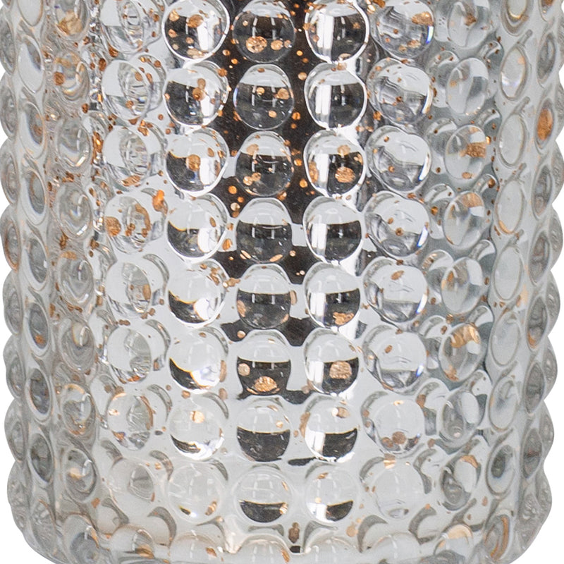 6 Inch Glass Candle Holder Cylindrical Hobnail Texture Set Of 2 Silver-zoom-