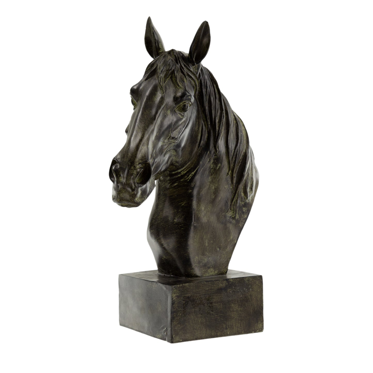 16 Inch Modern Decorative Figurine Sculpture Horse Bust Black Polyresin