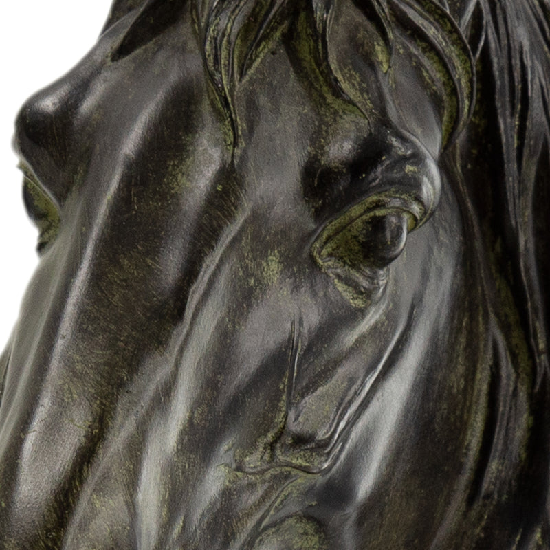16 Inch Modern Decorative Figurine Sculpture Horse Bust Black Polyresin-zoom-