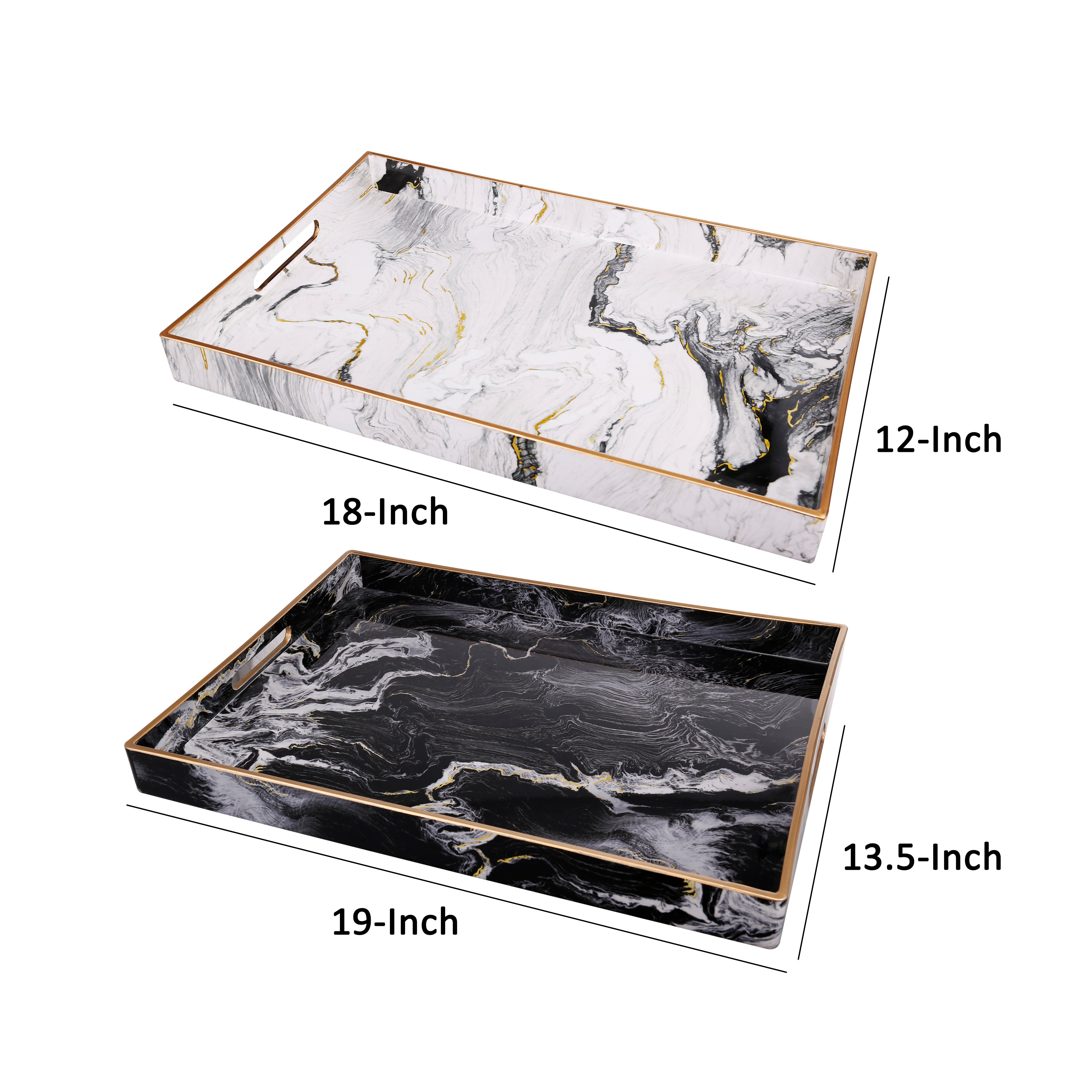 19 18 Inch Modern Decorative Trays With Rims Black And White Set Of 2-zoom-5