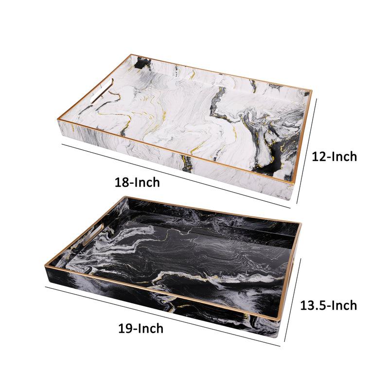 19 18 Inch Modern Decorative Trays With Rims Black And White Set Of 2-zoom-