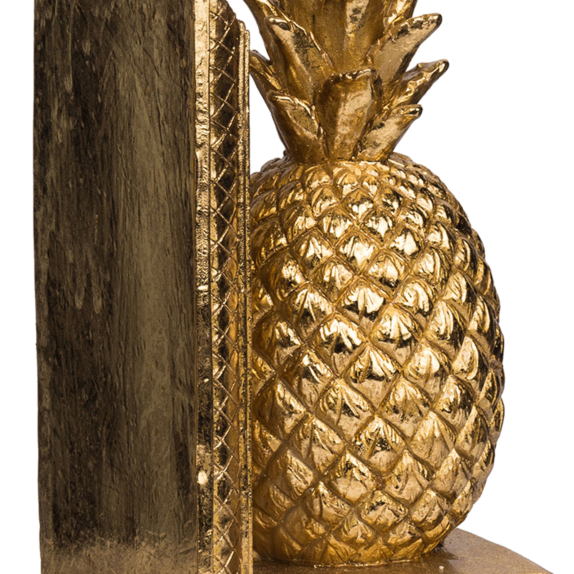 10 Inch Modern Bookends Pineapple Decorative Statuette Gold Resin