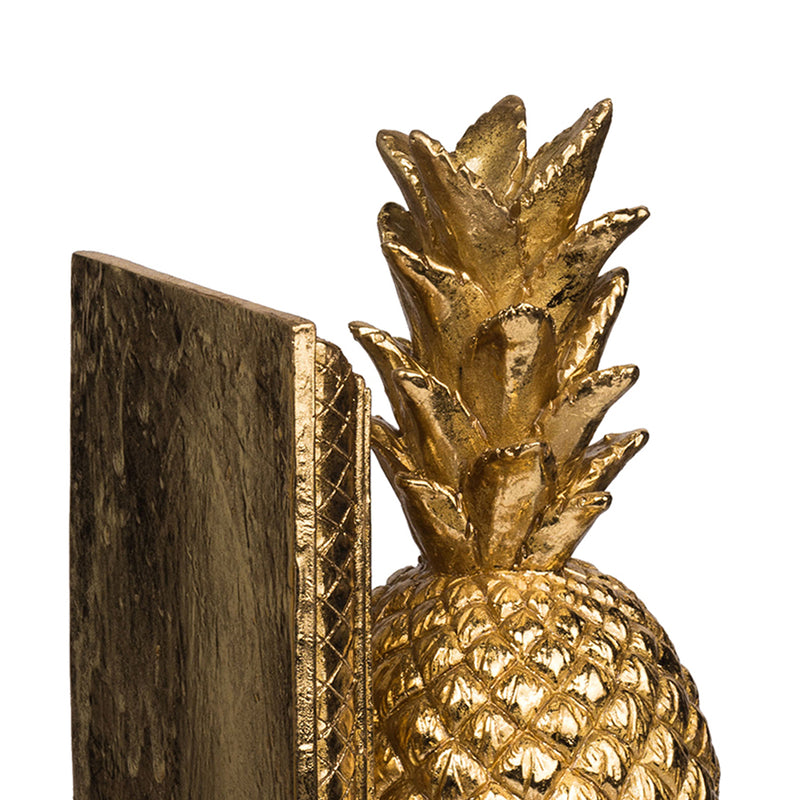 10 Inch Modern Bookends Pineapple Decorative Statuette Gold Resin-zoom-