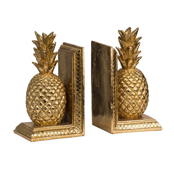 10 Inch Modern Bookends Pineapple Decorative Statuette Gold Resin
