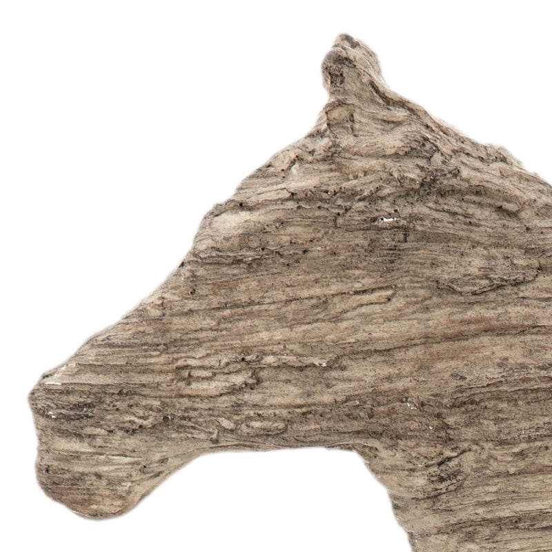 20 Inch Accent Decor Figurine Polyresin Standing Horse Natural Wood Finish-zoom-