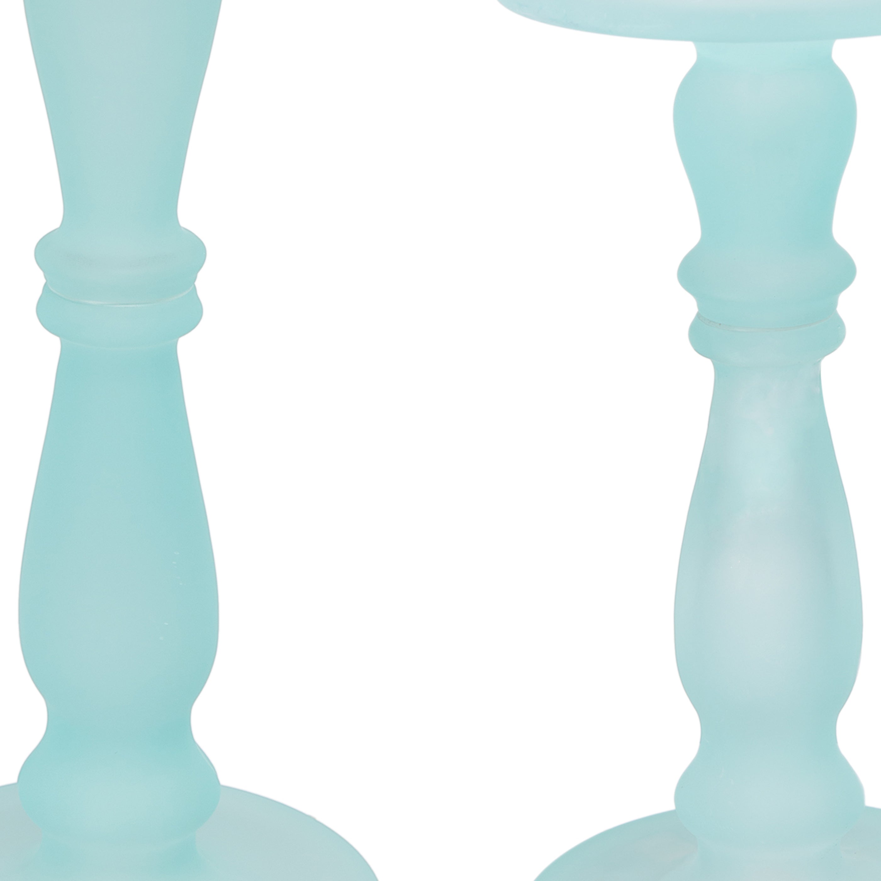 Qui 14 11 Inch Candle Holders Turned Pedestal Blue Glass Set Of 2-zoom-2