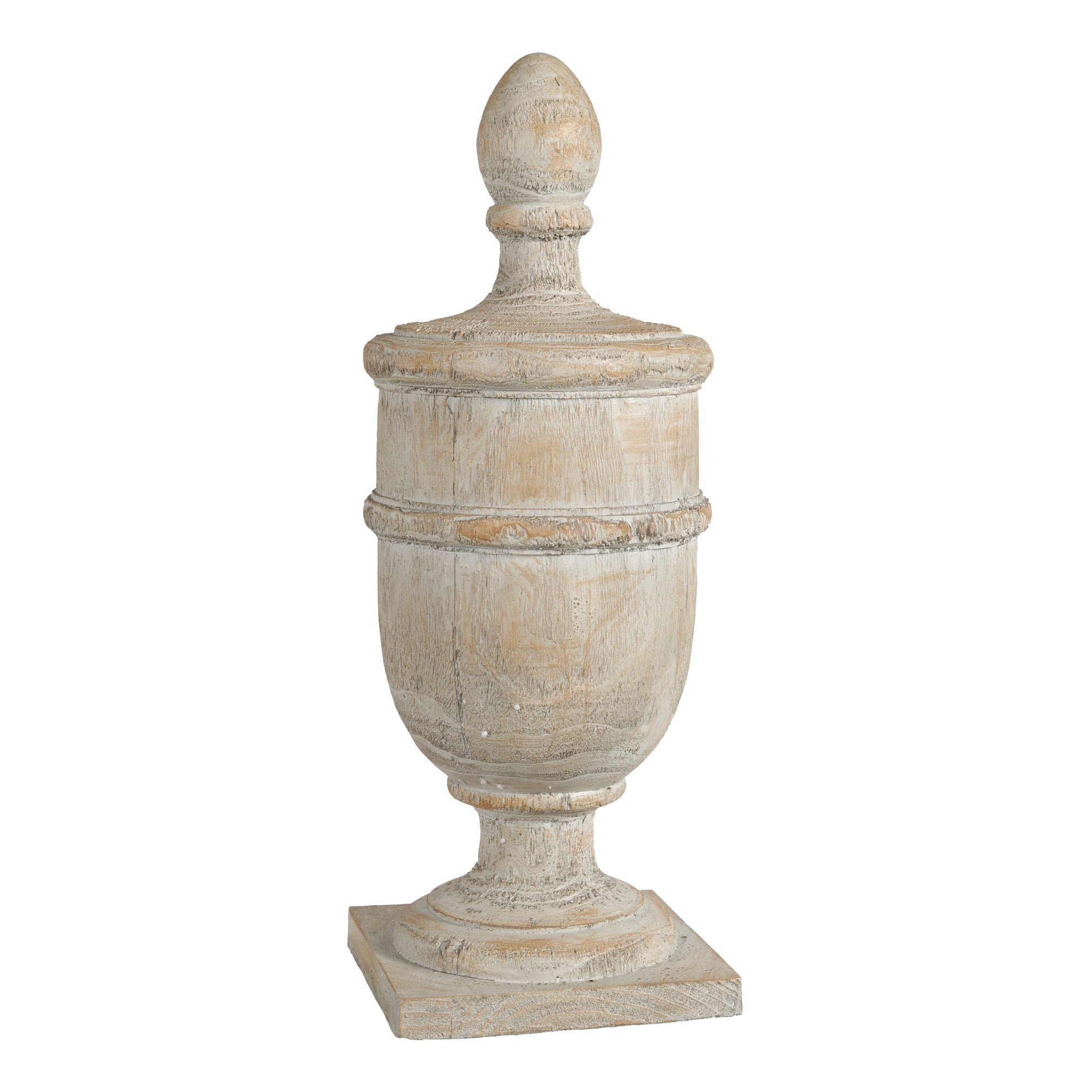 22 Inch Classical Accent Decor Statuette Turned Finial Design Off White-zoom-1