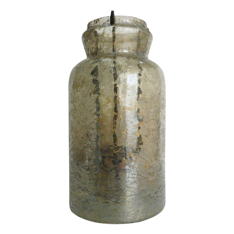 15 Inch Classic Candle Holder Rustic Glass Jar Farmhouse Design Brown-zoom-