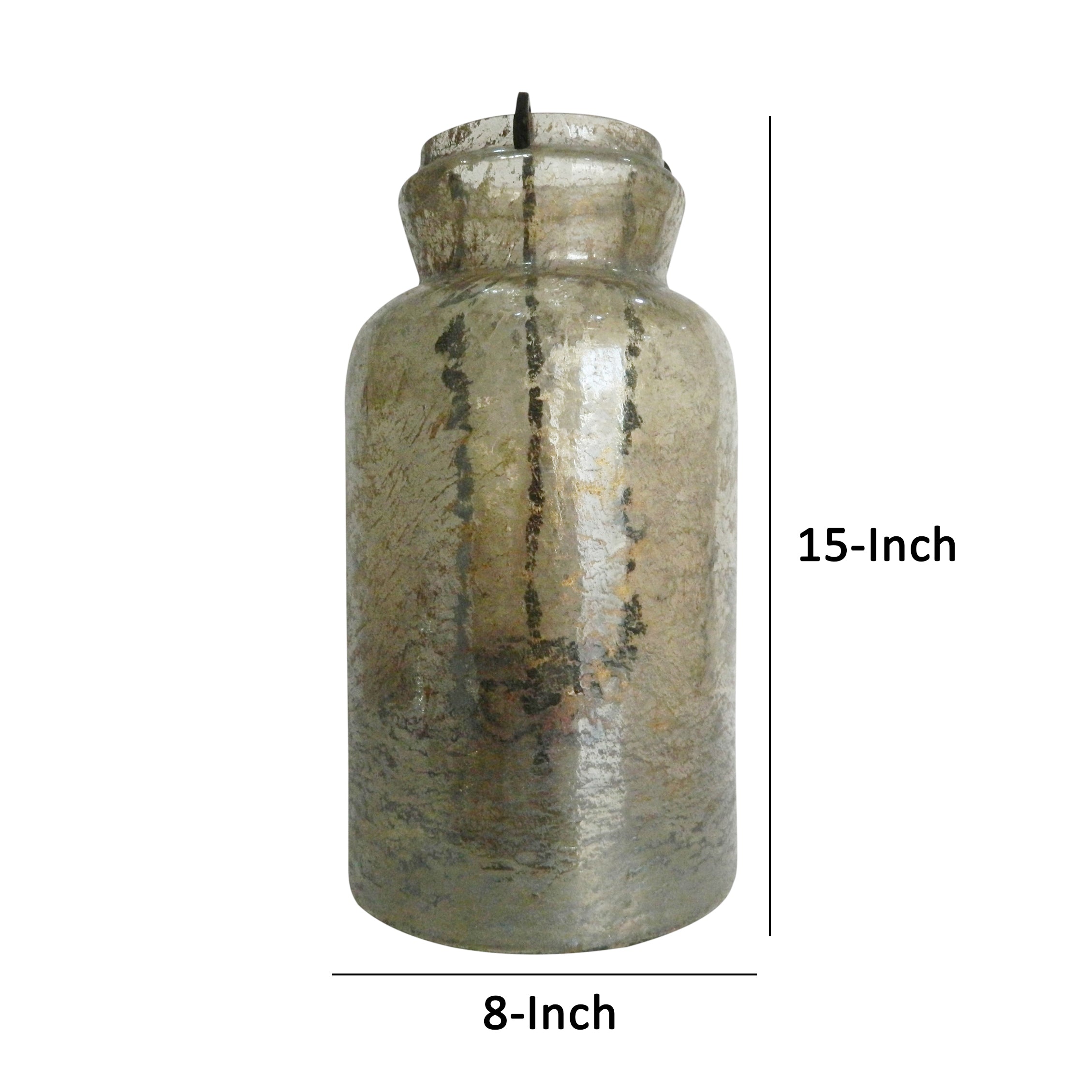 15 Inch Classic Candle Holder Rustic Glass Jar Farmhouse Design Brown-zoom-5