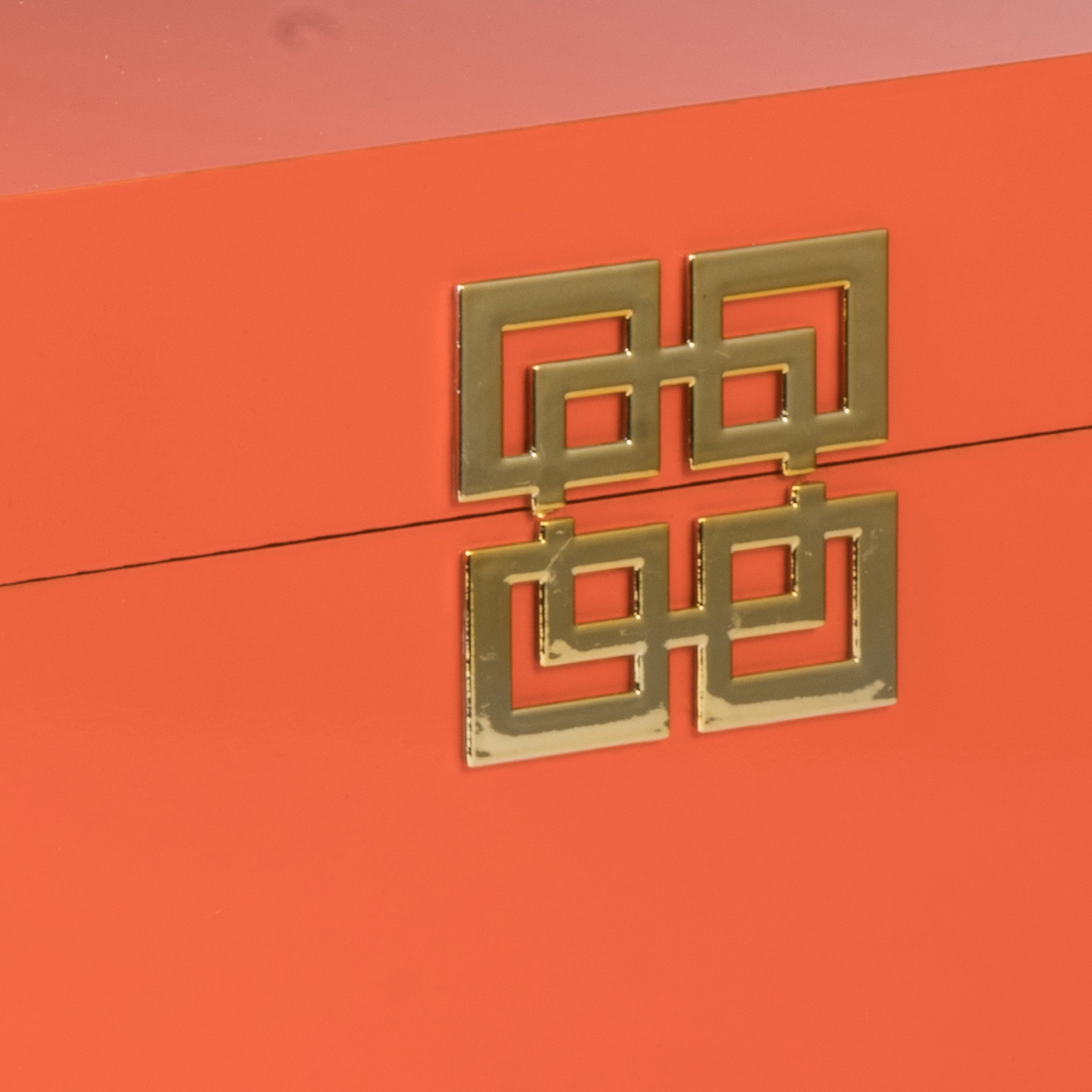 Neo 14 11 Inch Decorative Boxes Geometric Metal Accents Orange Set Of 2-zoom-2