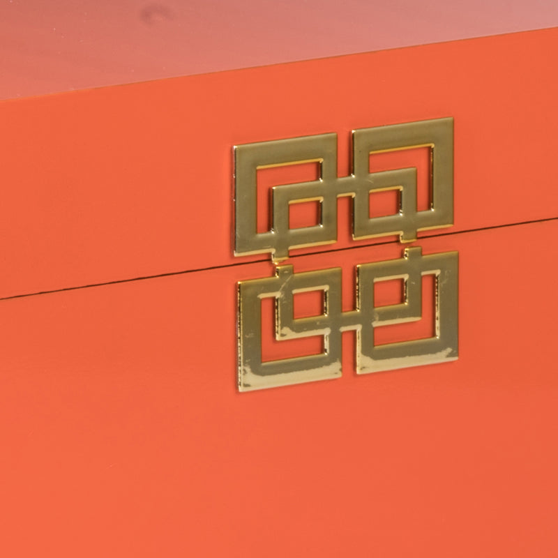 Neo 14 11 Inch Decorative Boxes Geometric Metal Accents Orange Set Of 2-zoom-