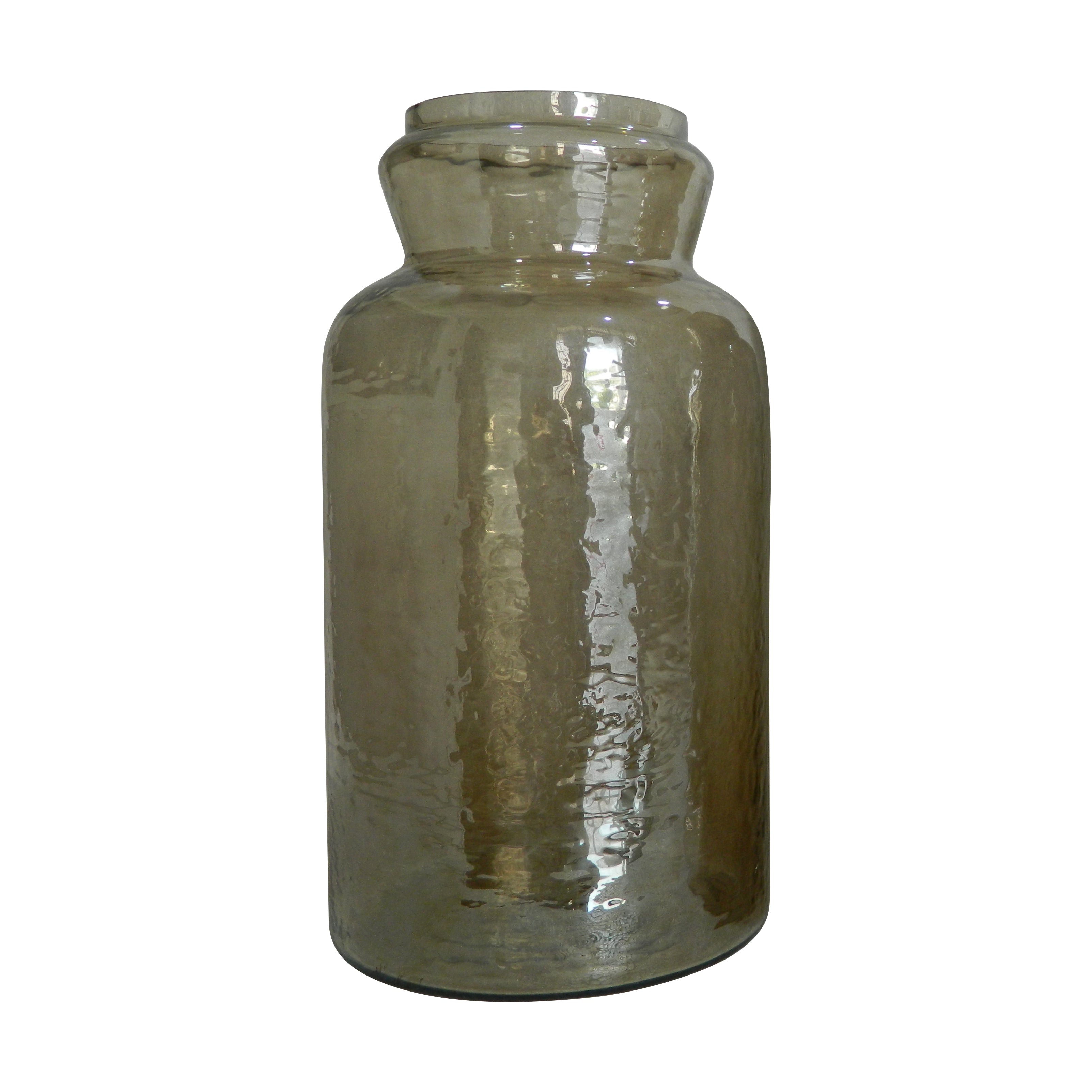 Rio 15 Inch Classic Candle Holder Rustic Farmhouse Glass Jar Design Taupe