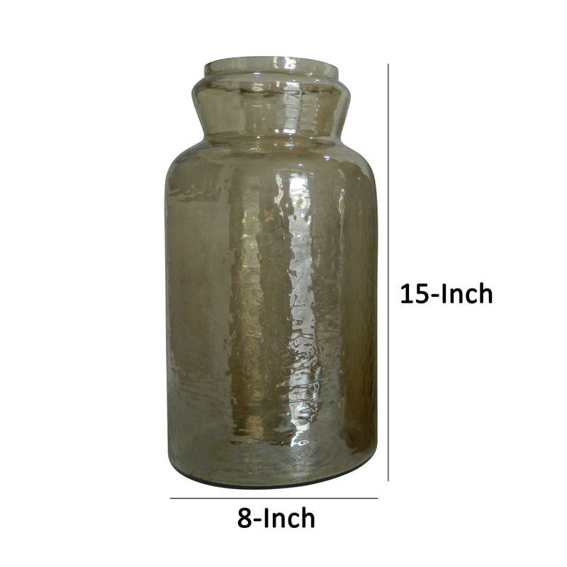 Rio 15 Inch Classic Candle Holder Rustic Farmhouse Glass Jar Design Taupe-zoom-