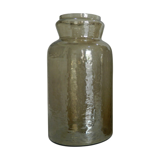 Rio 15 Inch Classic Candle Holder Rustic Farmhouse Glass Jar Design Taupe