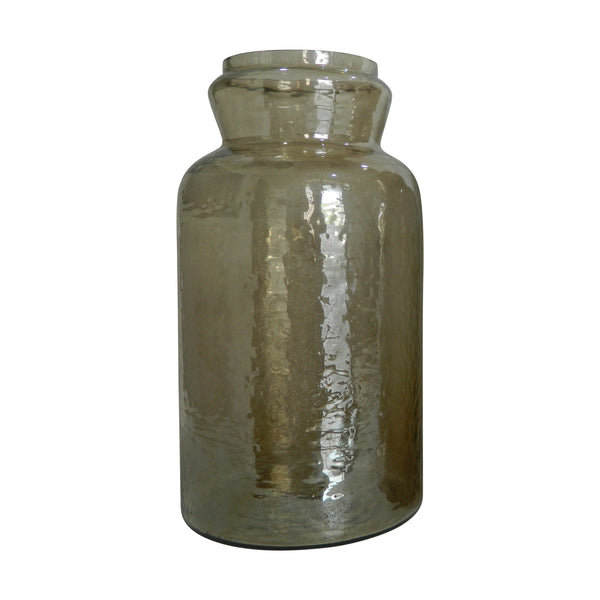 Rio 15 Inch Classic Candle Holder Rustic Farmhouse Glass Jar Design Taupe