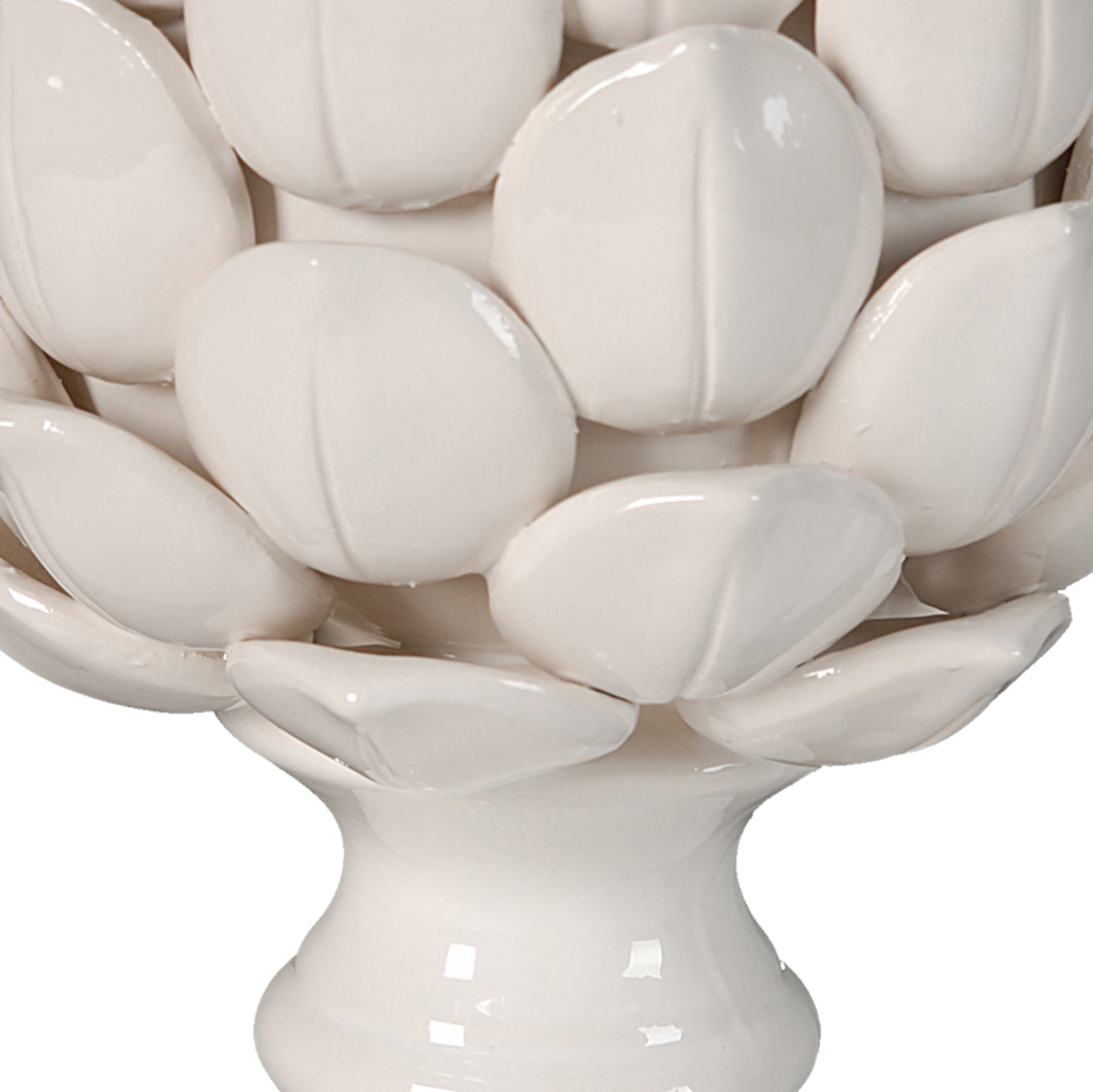 10 Inch Artichoke Accent Decor Standing Turned Pedestal White Ceramic