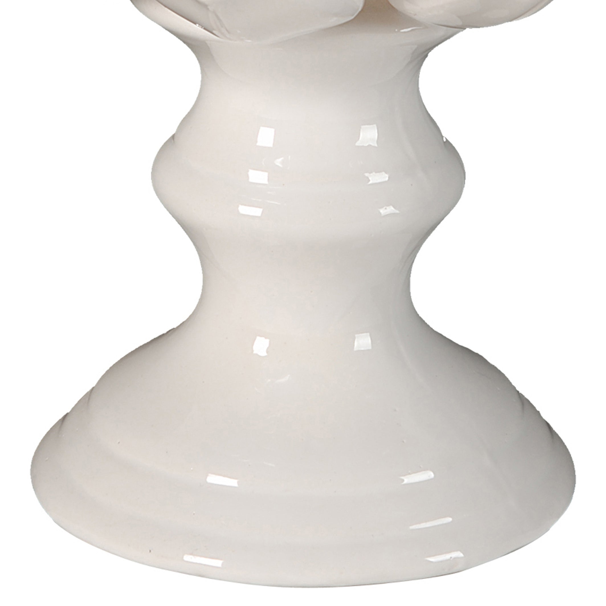 10 Inch Artichoke Accent Decor Standing Turned Pedestal White Ceramic-zoom-4