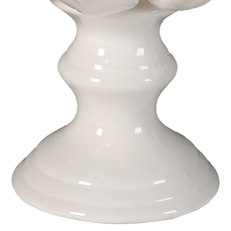 10 Inch Artichoke Accent Decor Standing Turned Pedestal White Ceramic-zoom-